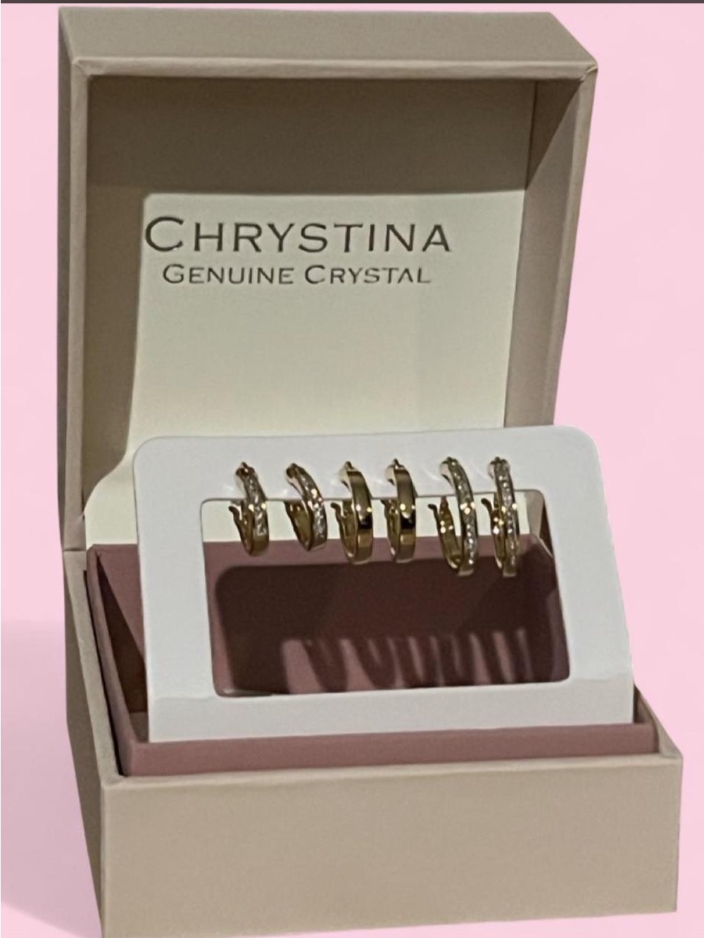 Gold Crystal Huggie Hoop Earring Set